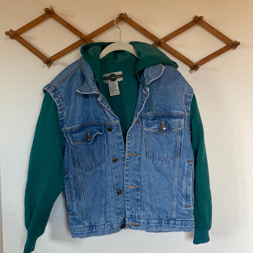 Mixed Denim Hoodie Jacket